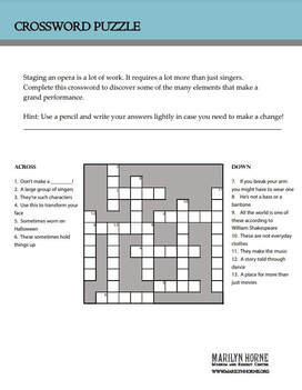 Marilyn Horne Museum Crossword Puzzle