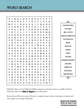 Marilyn Horne Museum Word Search