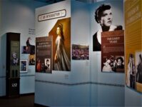 Marilyn Horne timeline exhibit. Wall with timeline of Marilyn Hornes career