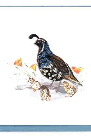 A stylized card showing a blue bird and its young. A stylized card showing a blue bird and its young.